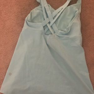 Lululemon light blue studio tank with cross back